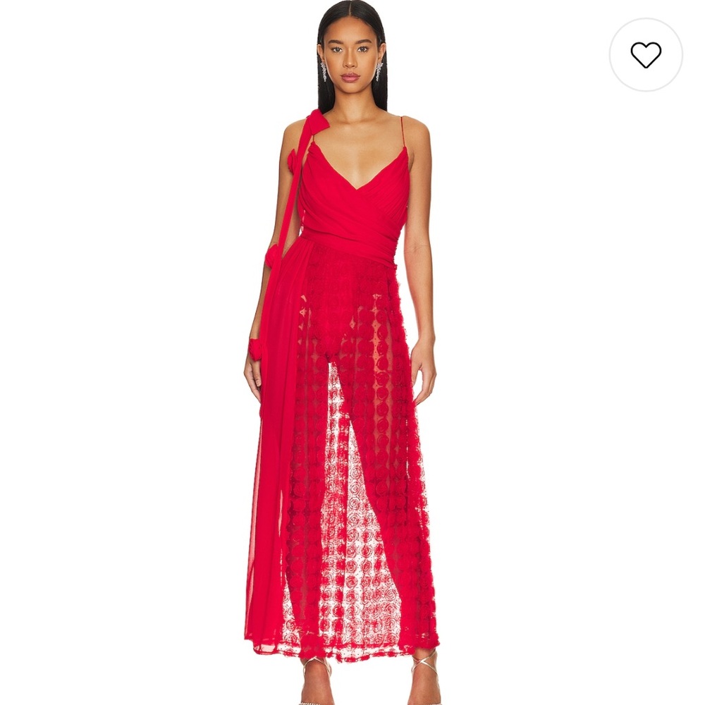 For Love & Lemons Hannah Dress in Red $320 Size XS NWT Rose Wed sexy lux revolve